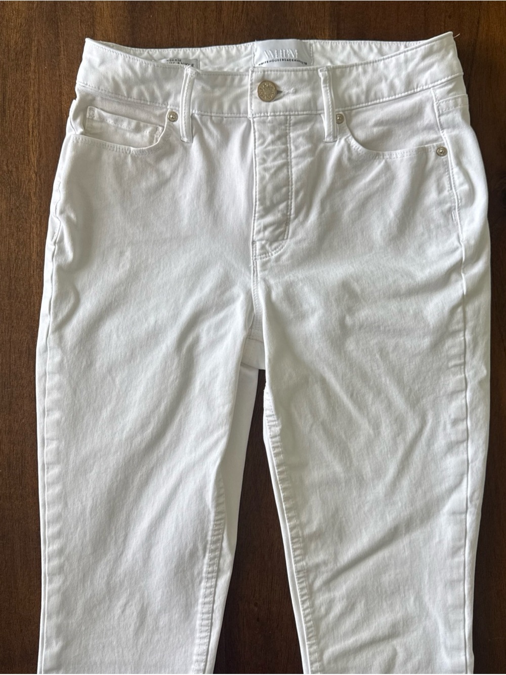 White House Black Market High Rise Skinny Ankle Sculpt White Denim Jeans 0